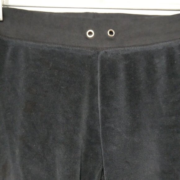 Black Velour Loungewear Bottoms | Bleach Spots On Front Leg | 14 inches measured - Picture 4 of 16